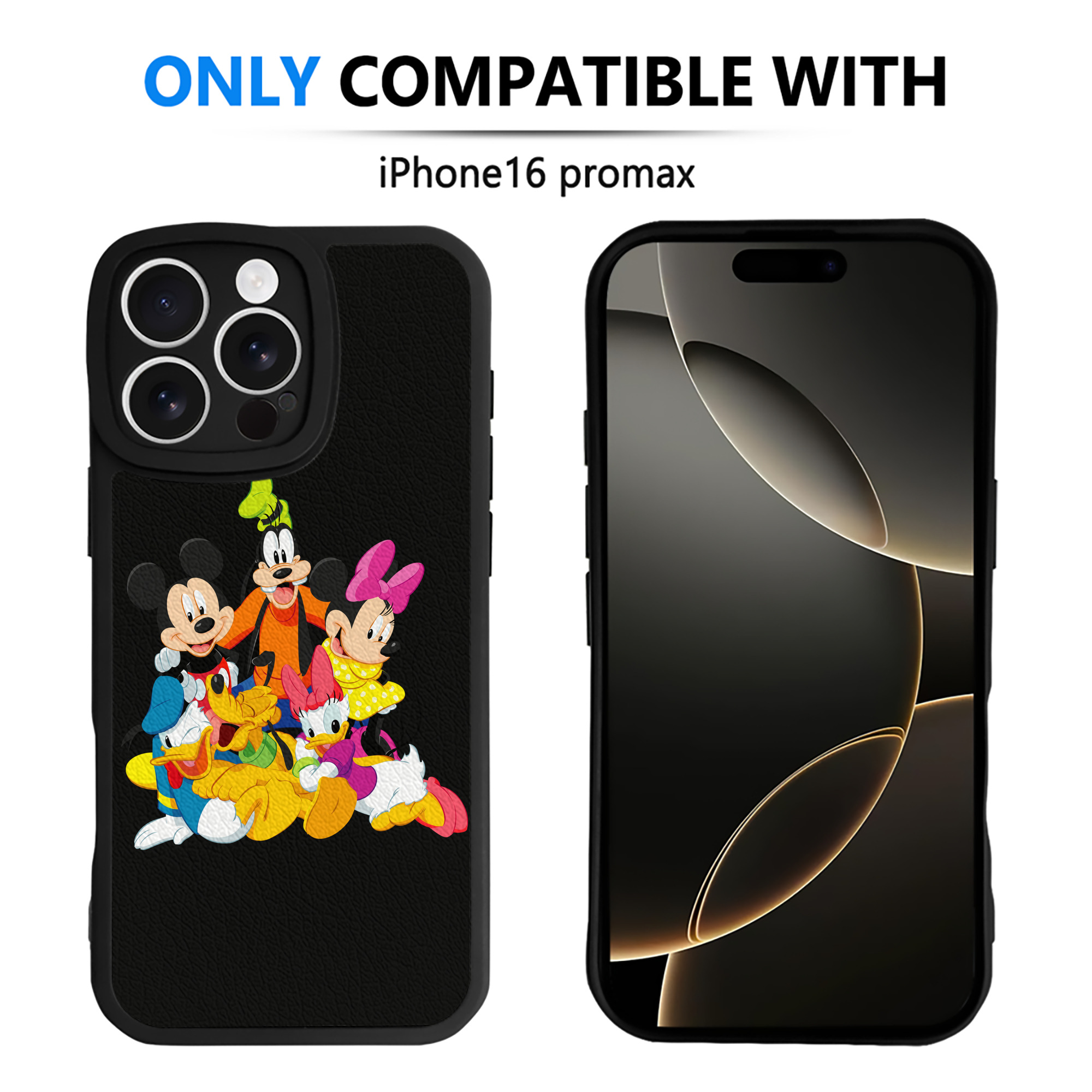 （画像用） ミッキーマウス Mickey Mouse 【iPhone 16シリーズ対応】シリコンスマホケース（レザー調） 材質：シリコン